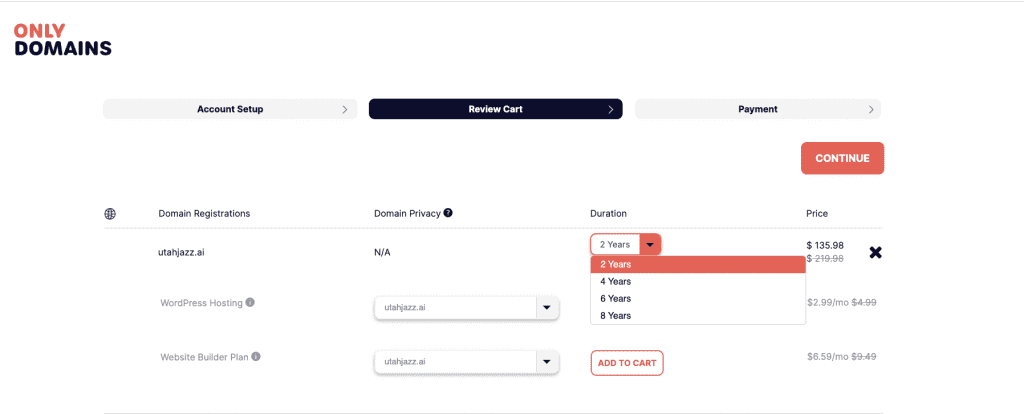 .AI Registration Term in shopping cart